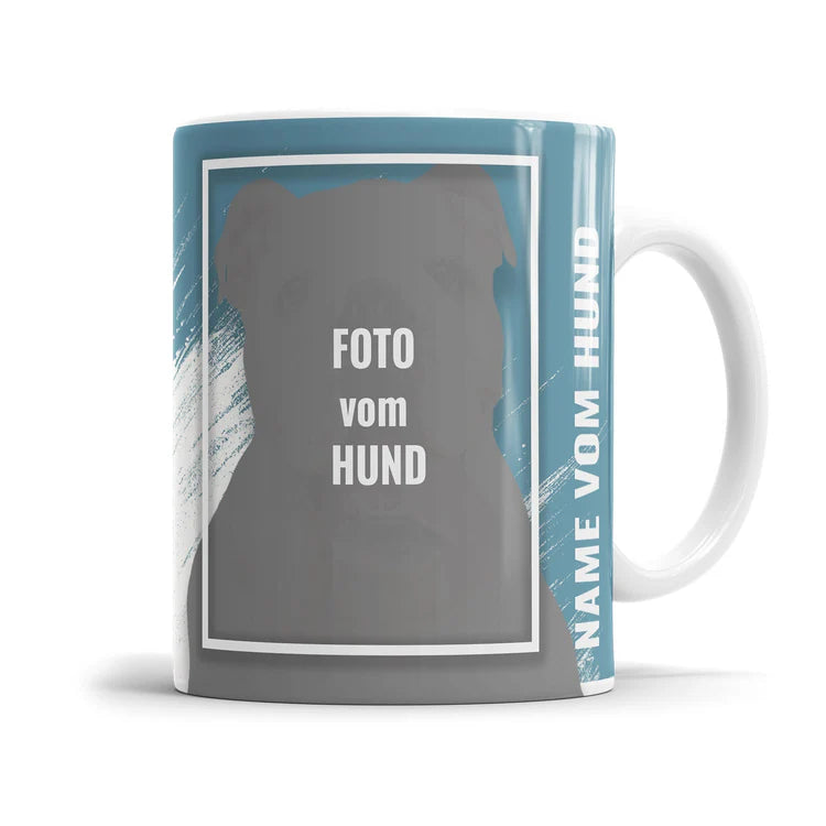 Fototasse mit Haustier personalisieren - Foto hochladen und Namen eingeben