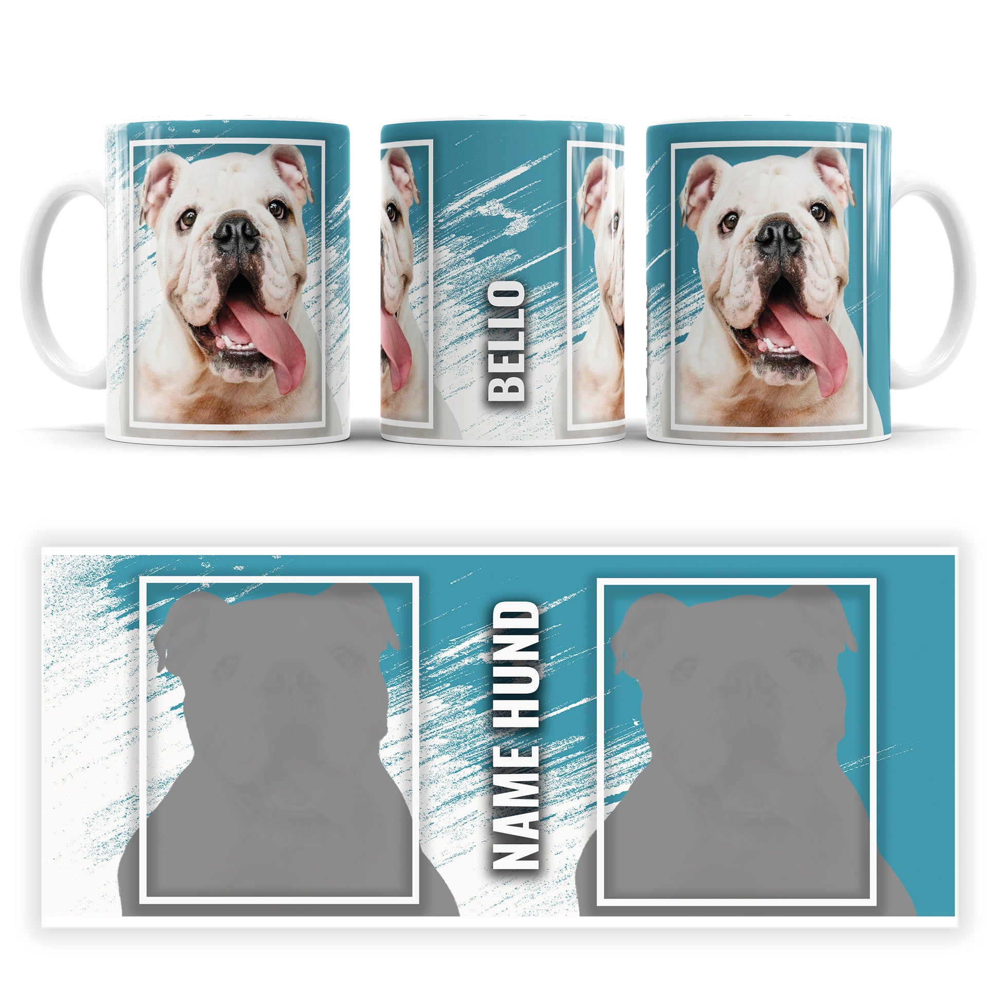 Personalisierte Fototasse mit Haustier im Pfotenliebe Rahmen Design