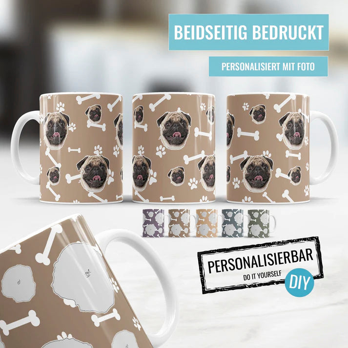 Fototasse mit Hund personalisieren - Hundefoto hochladen und Wunschfarbe wählen