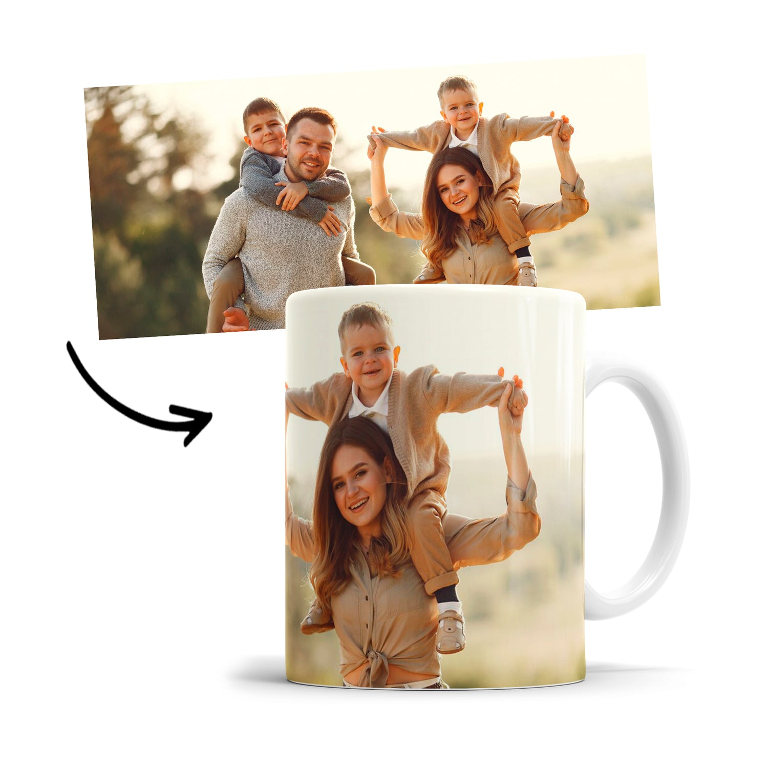 Panorama Fototasse personalisieren - horizontales Foto wird rundum auf die Tasse gedruckt