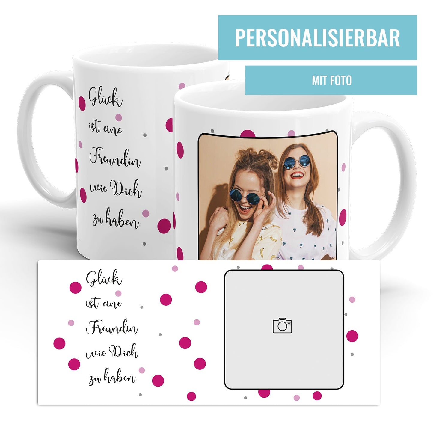 Personalisierte Fototasse mit Foto und Wunschtext als liebevolles Geschenk