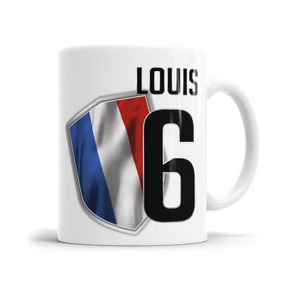 Personalisierte Frankreich Wappen Tasse mit Name und Nummer