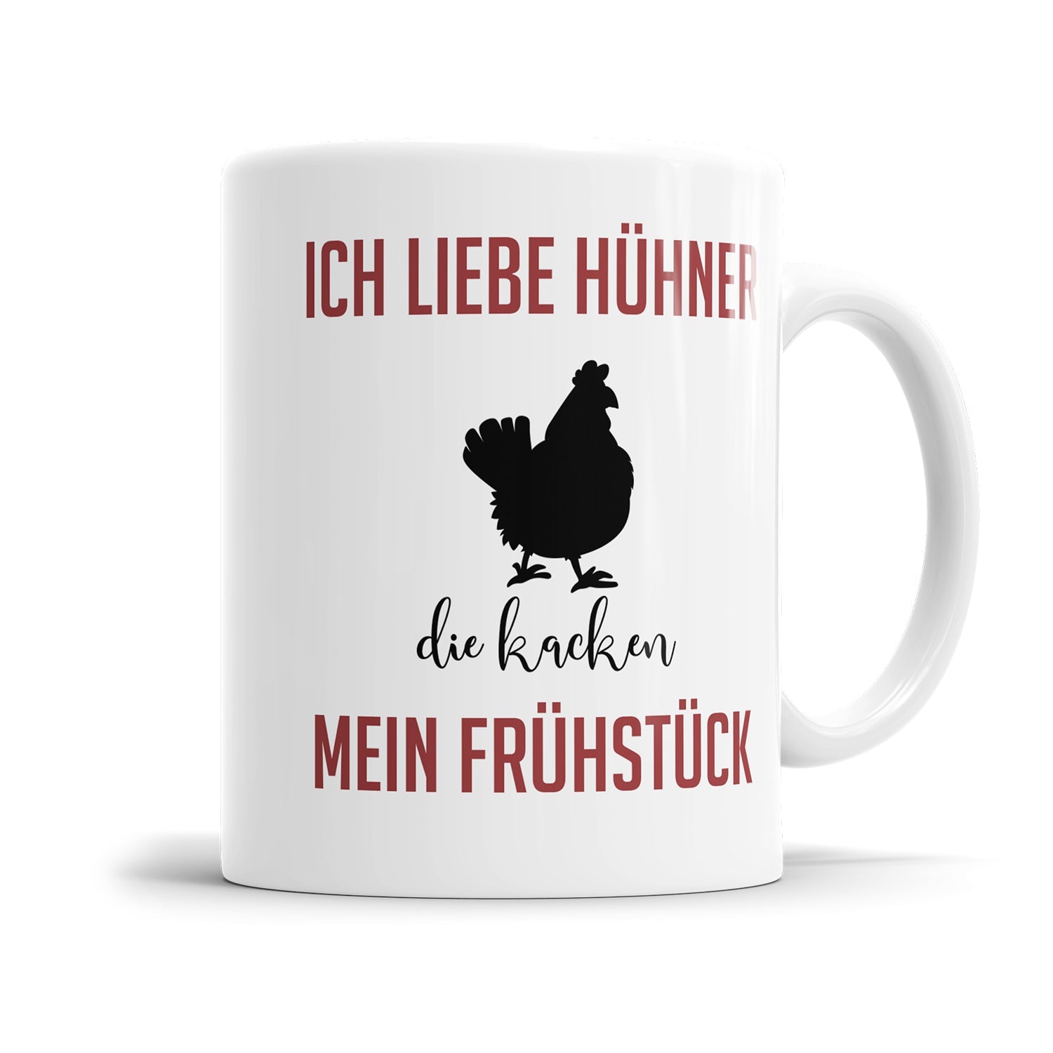 Lustige Tasse mit frechem Spruch und Hühner Motiv