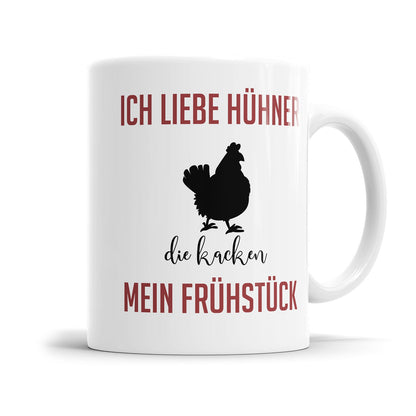 Lustige Tasse mit frechem Spruch und Hühner Motiv