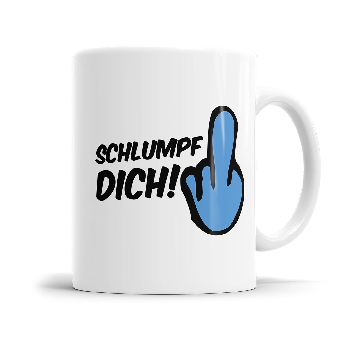 Freche Tasse mit Wortspiel und provokantem Spruch