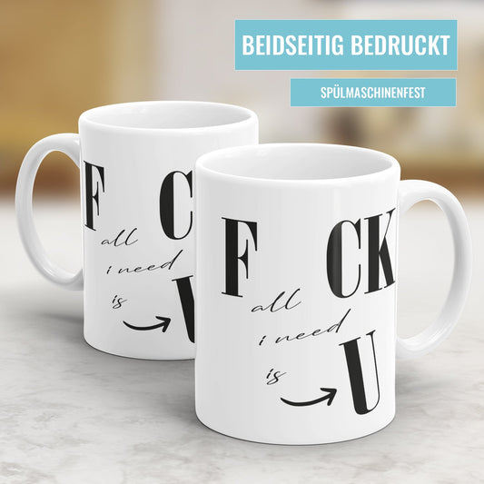 Beidseitig bedruckte Tassen mit frechen Sprüchen