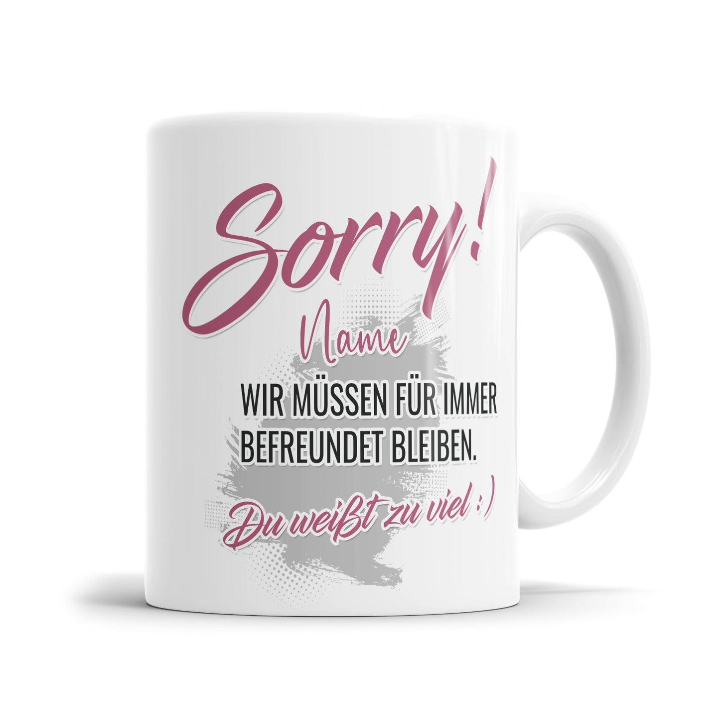 Humorvolle Freundschaftstasse mit personalisiertem Namen