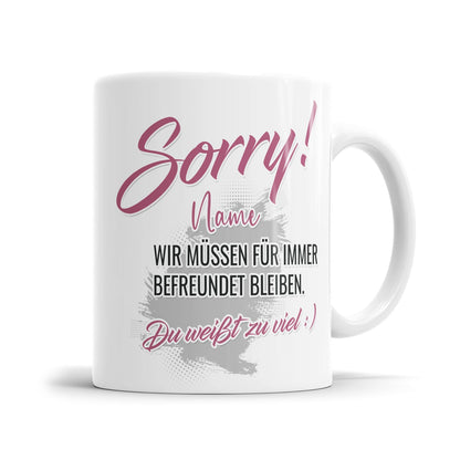 Humorvolle Freundschaftstasse mit personalisiertem Namen