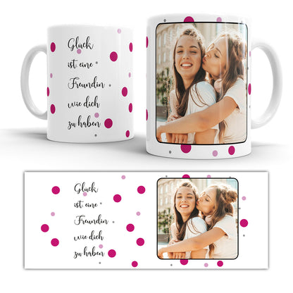 Freundschaftstasse mit Foto und liebevollem Spruch für beste Freundin