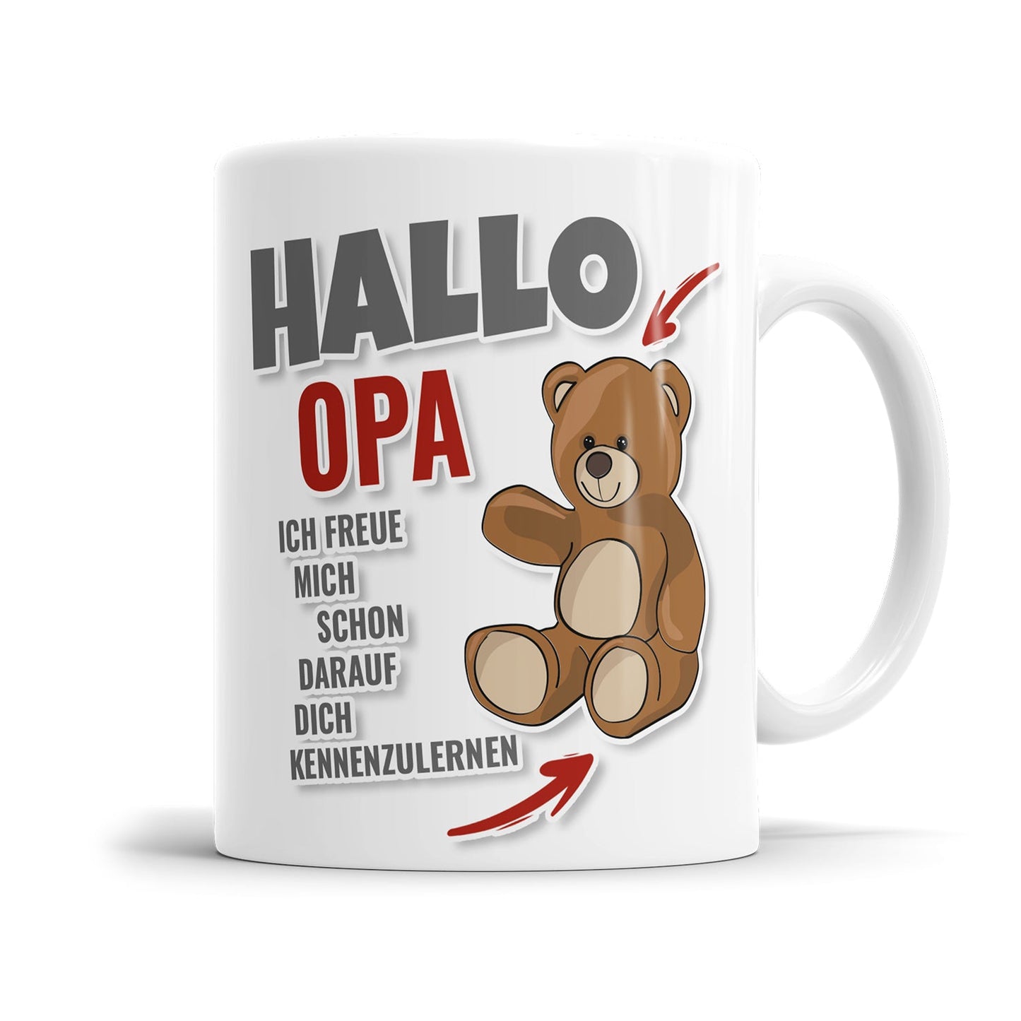 Baby Ankündigung Tasse für Opa mit süßem Teddy