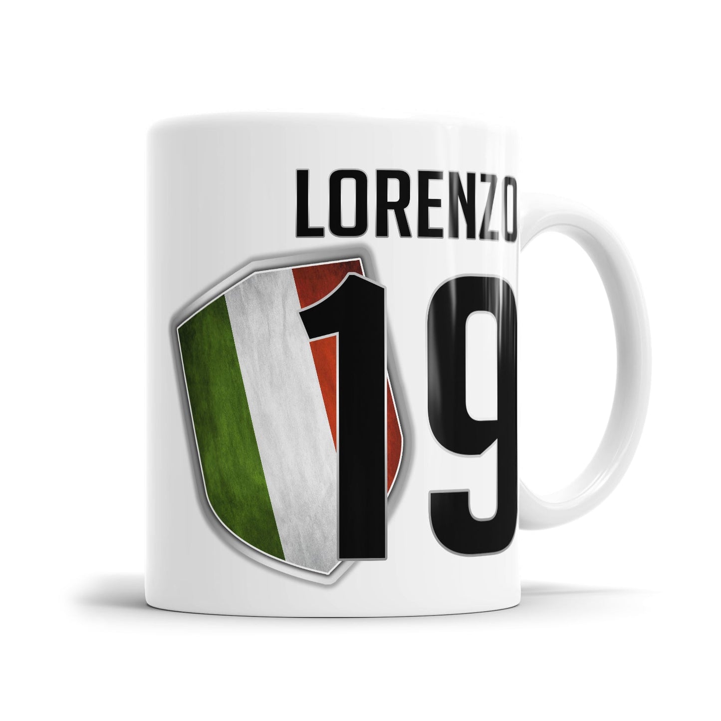 Personalisierte Italien Wappen Tasse mit Name und Nummer