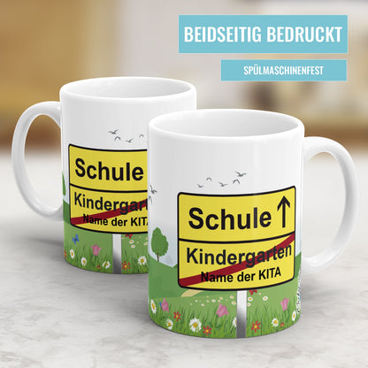 Beidseitig bedruckte Tassen als Abschiedsgeschenk Kindergarten