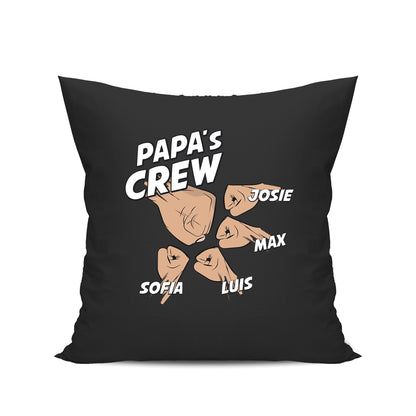 Papa Kissen mit Namen - Papas Crew Faust von 2 bis 4 Kinder - Geschenk Papa