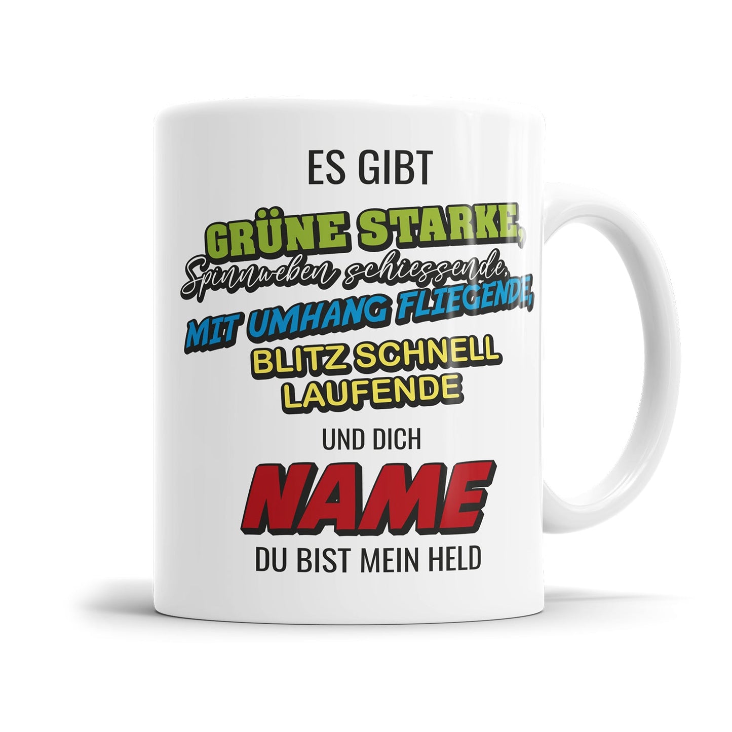 Personalisierte Tasse für Partner mit Superheld Spruch