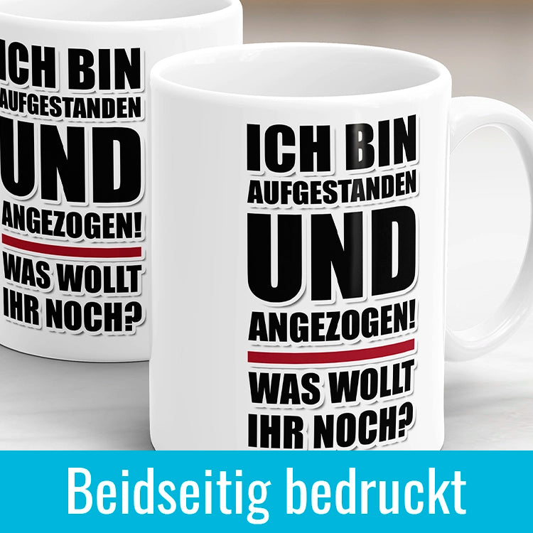 Morgenmuffel Tassen von Fulima sind beidseitig bedruckt - Information