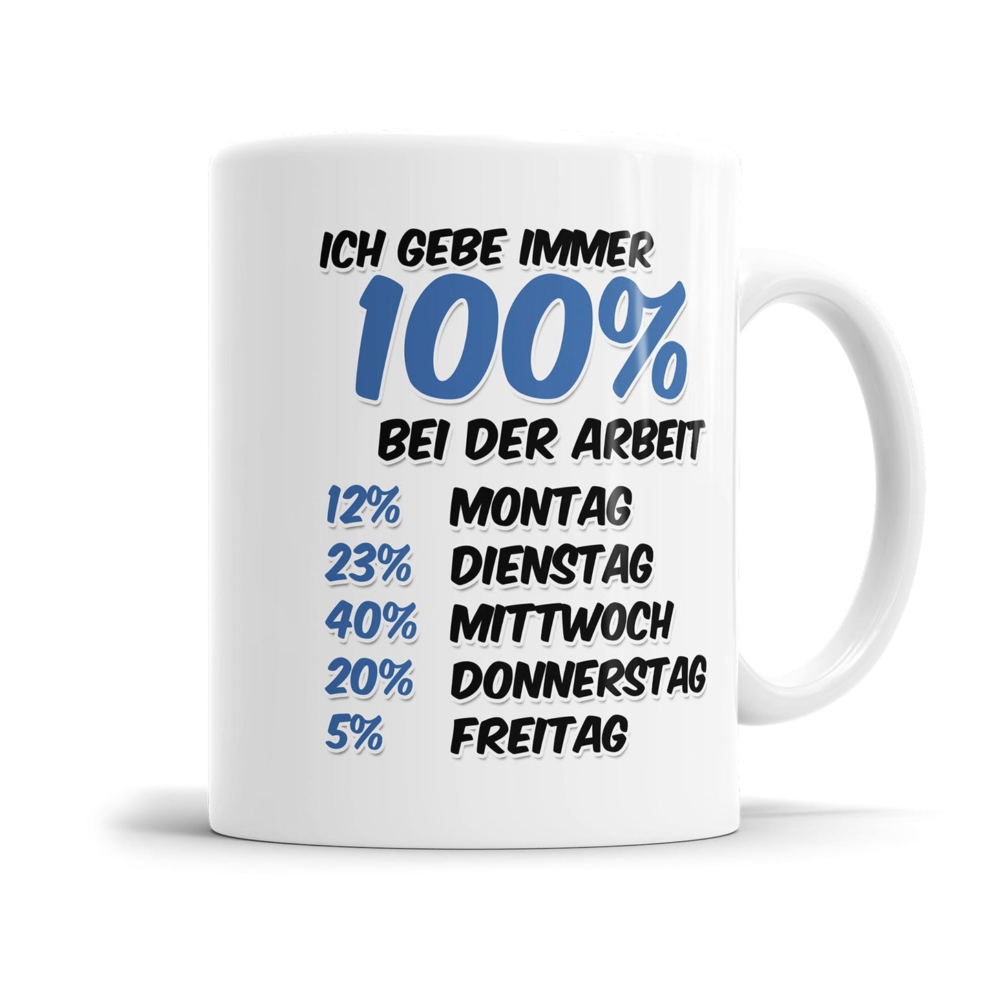 Lustige Motivationstasse mit humorvollem Spruch über Arbeitsmotivation