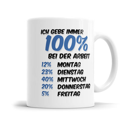 Lustige Motivationstasse mit humorvollem Spruch über Arbeitsmotivation