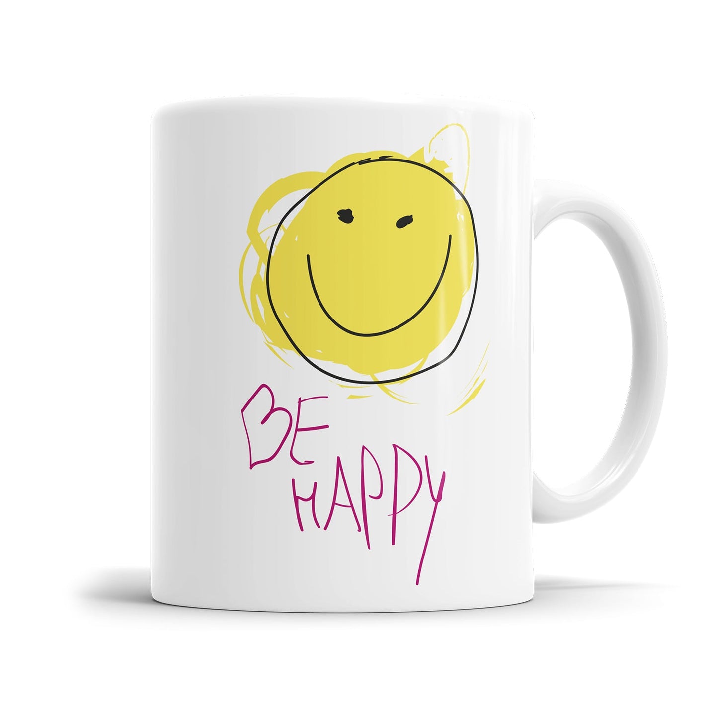Motivationstasse mit dem Spruch Be Happy für gute Laune im Alltag