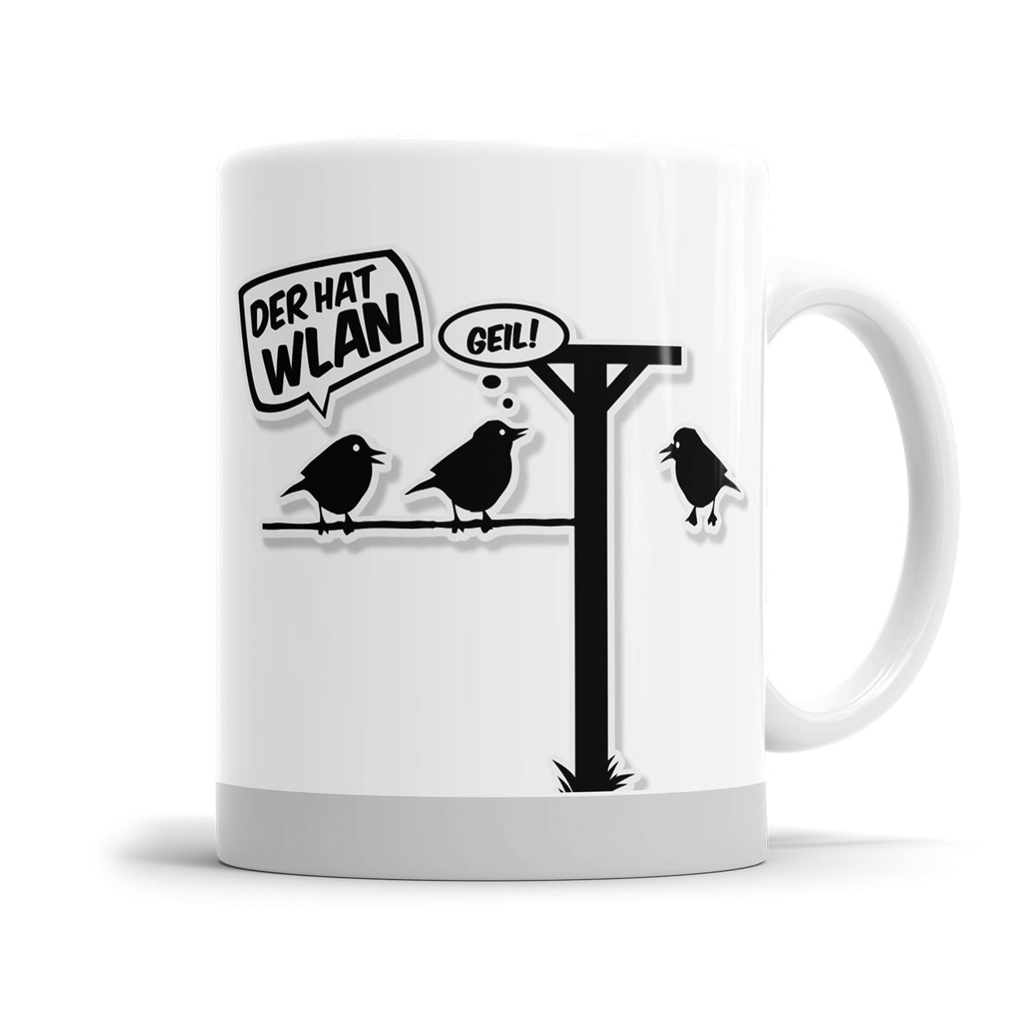 Lustige Motivationstasse mit Wortspiel und Vogelmotiv