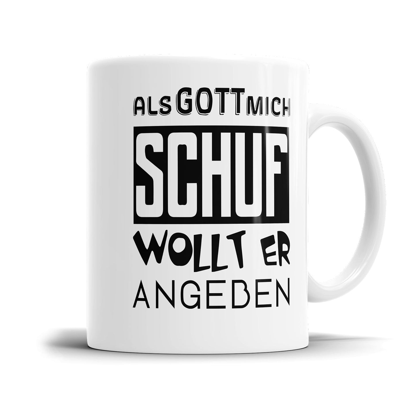 Lustige Motivationstasse mit frechem Spruch über Perfektion