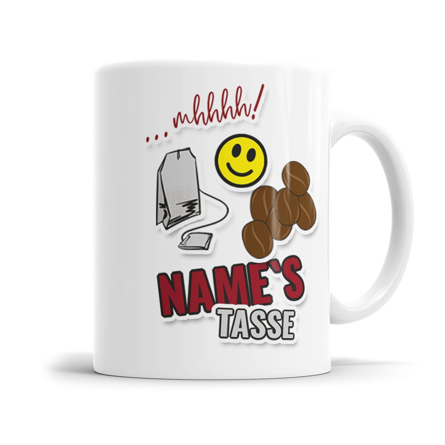 Namentasse mit Kaffee und Tee Muster - Personalisierbar