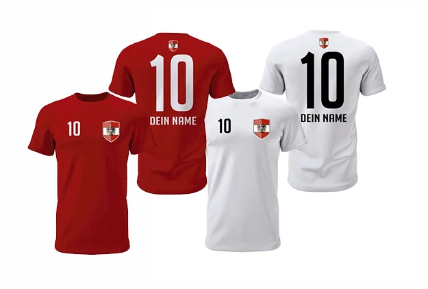 Österreich Fan Shirt in Rot und Weiß personalisierbar