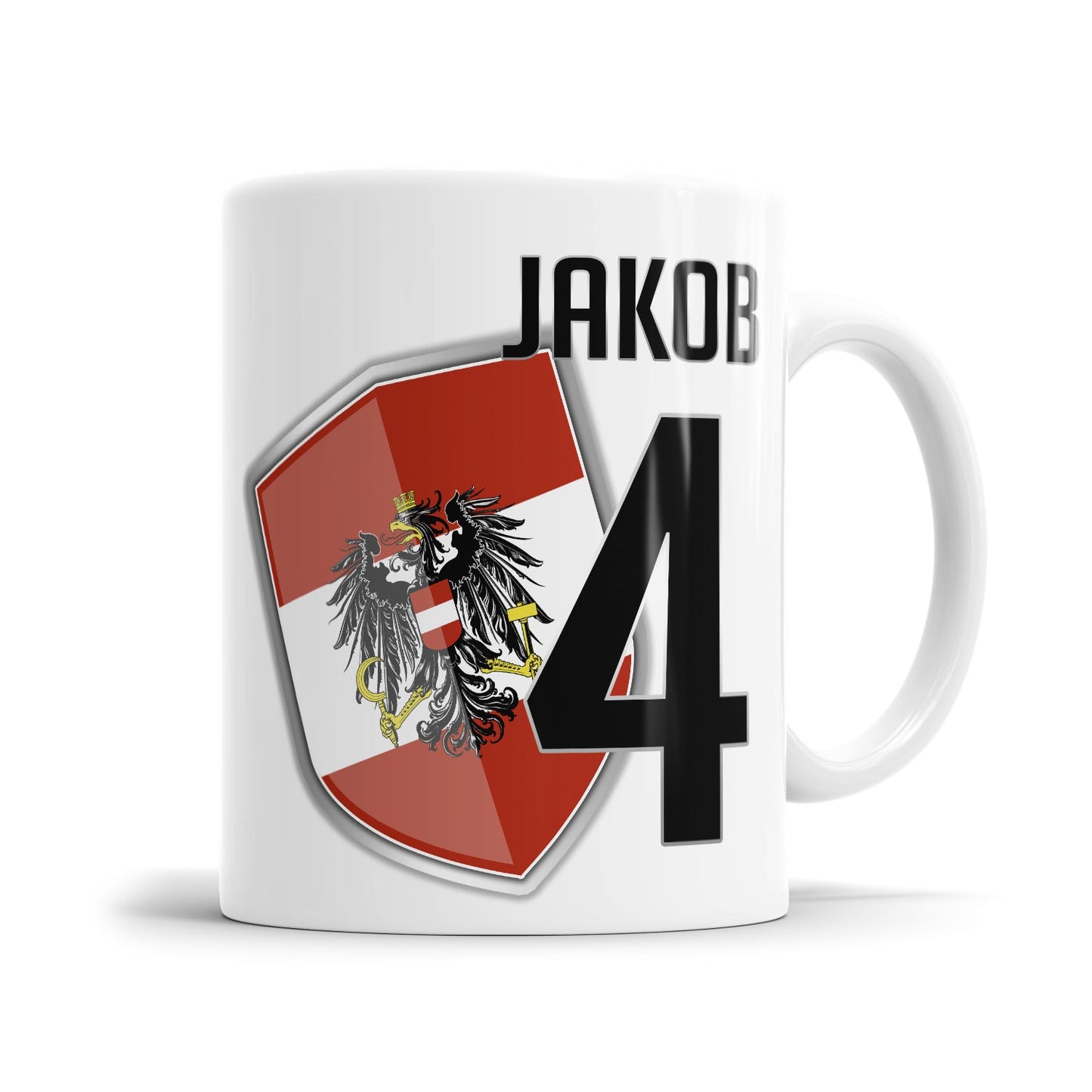 Personalisierte Österreich Wappen Tasse mit Name und Nummer