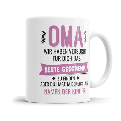 Emotionale Tasse mit Namen der Enkel