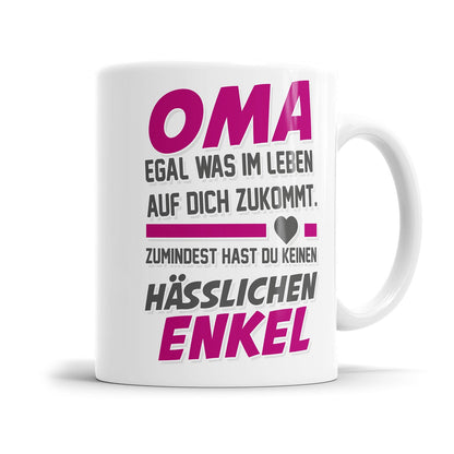 Lustige Oma Tasse mit frechem Humor Enkel