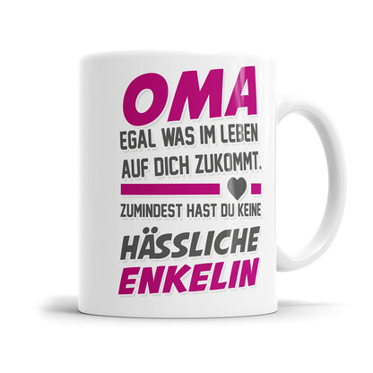 Freche Oma Tasse mit humorvollem Enkelin Spruch 
