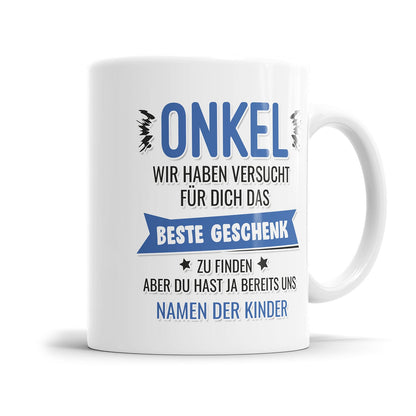 Emotionale Onkel Tasse mit Namen der Kinder als Geschenk