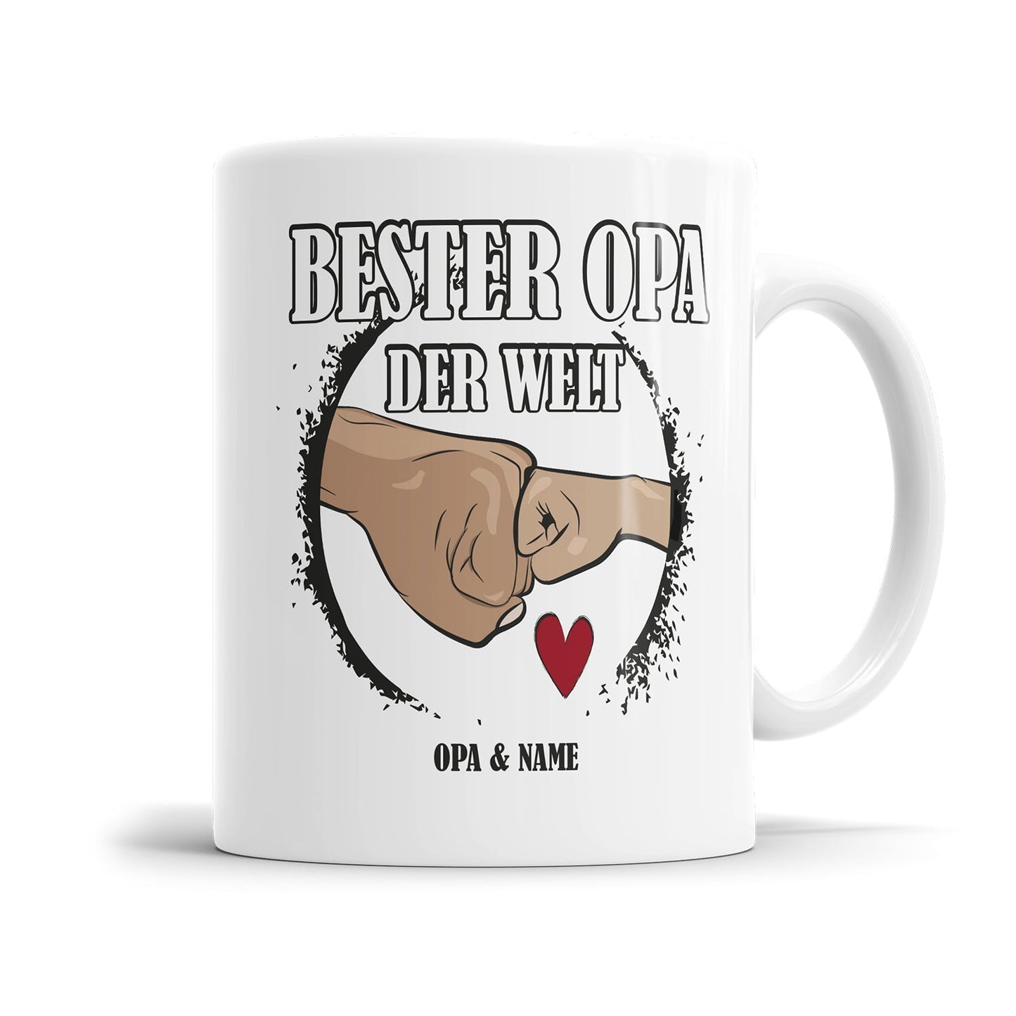 Personalisierte Opa Tasse mit Enkel Faustmotiv und Namen
