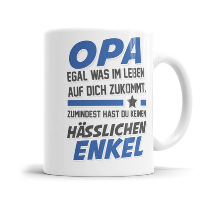 Freche Opa Tasse mit humorvollem Enkel Spruch