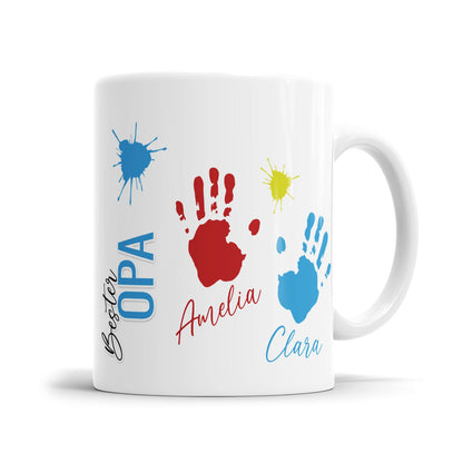 Personalisierte Opa Tasse mit Handabdruck Design und Namen