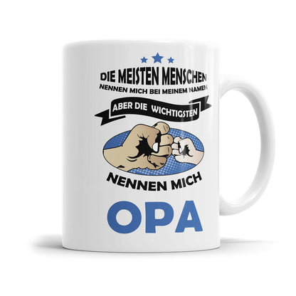 Opa Tasse mit liebevollem Spruch über Familie und Enkel