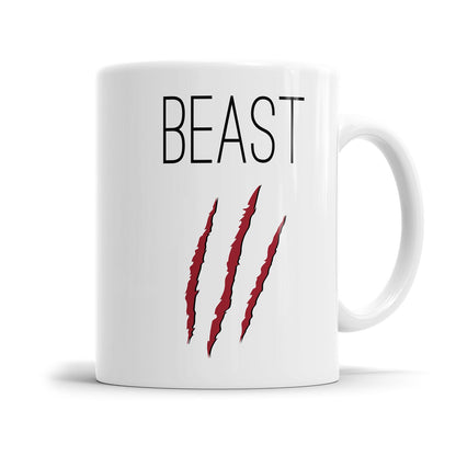 Partner Tasse mit Beast zerkratzt Motiv