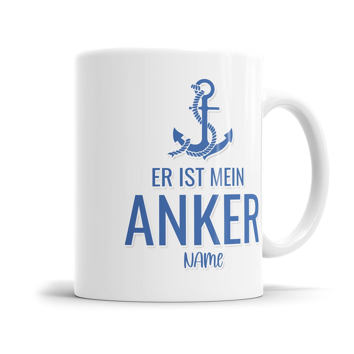 Er ist mein Anker personalisiert mit Name Pärchen Tasse