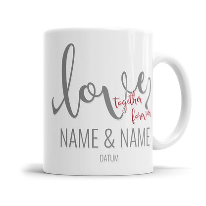 Personalisierte Paar Tasse mit Namen und Jahrestag Datum