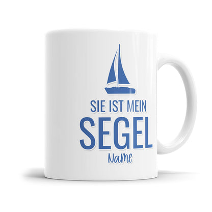 Sie ist mein Segel personalisiert mit Name Partner Tasse