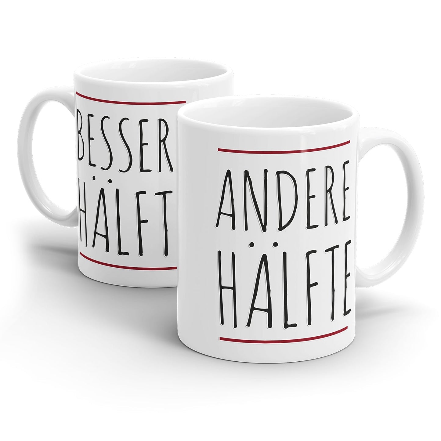 Pärchen Tassen Set mit Bessere Hälfte und Andere Hälfte
