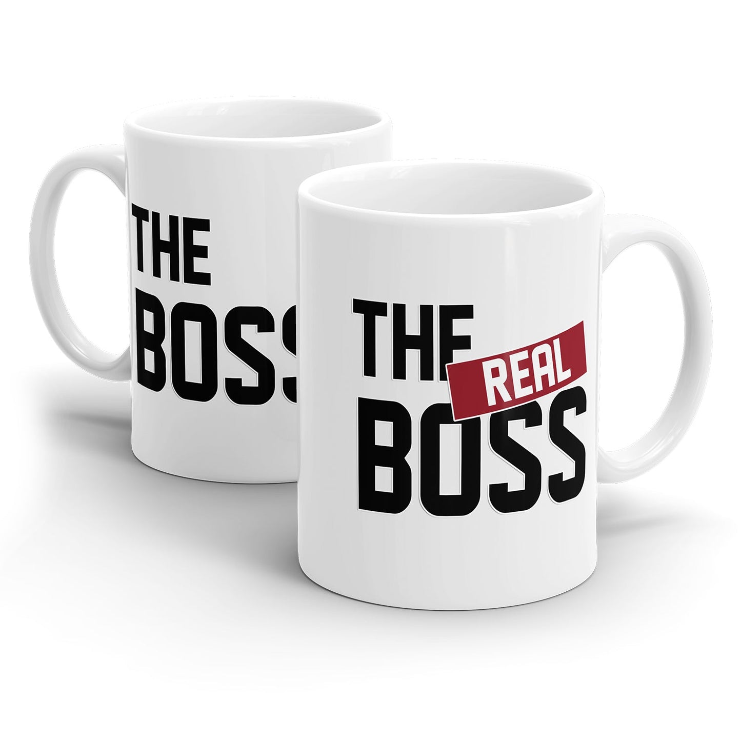 Tassen Set für Paare mit The Boss und The Real Boss Design