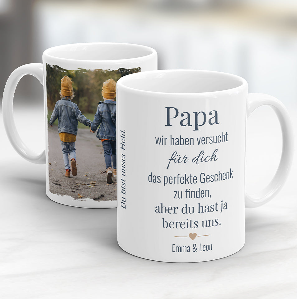 Vorschau personalisierte Papa Tasse mit Foto und Spruch wir haben versucht das perfekte Geschenk für dich zu finden 