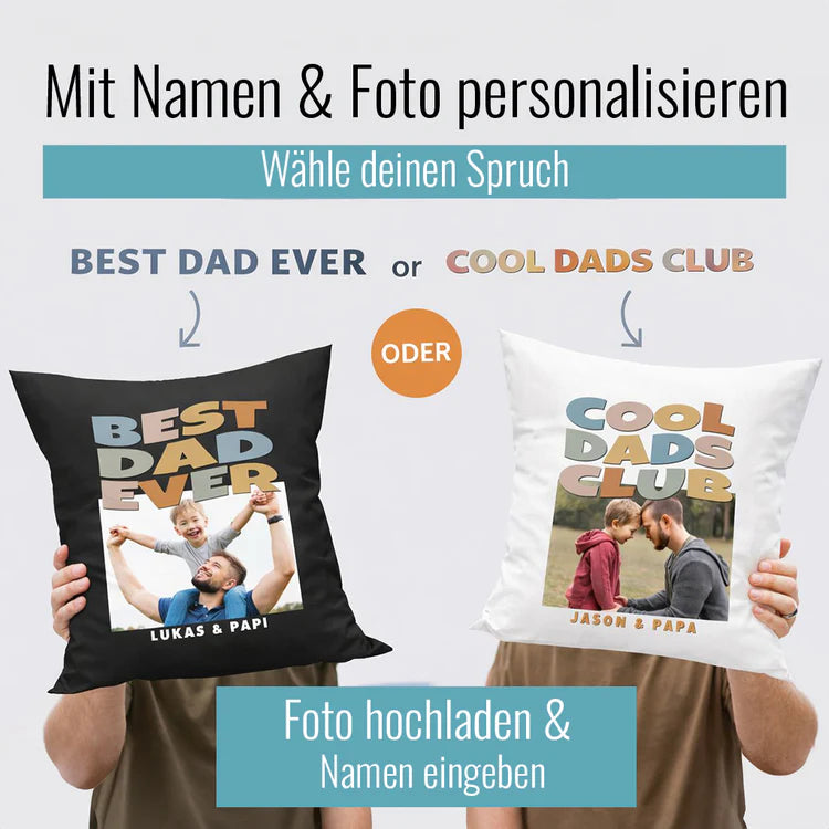 Papa Kissen personalisieren mit Foto und Namen im Editor 