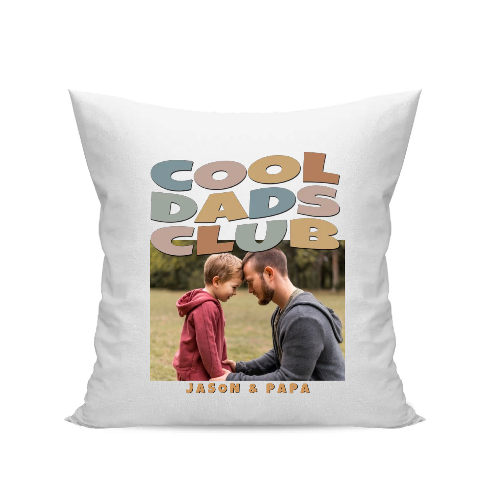 Weißes Papa Kissen personalisiert mit Foto und Namen Geschenk für Papa