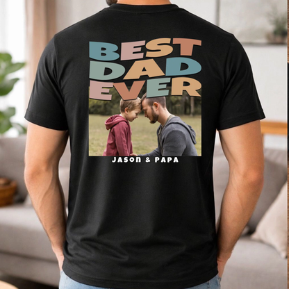 Papa Shirt personalisiert - Best Dad Ever mit Foto Rückenprint