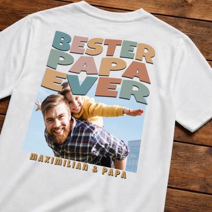 Papa Shirt personalisiert - Best Dad Ever mit Foto Rückenprint