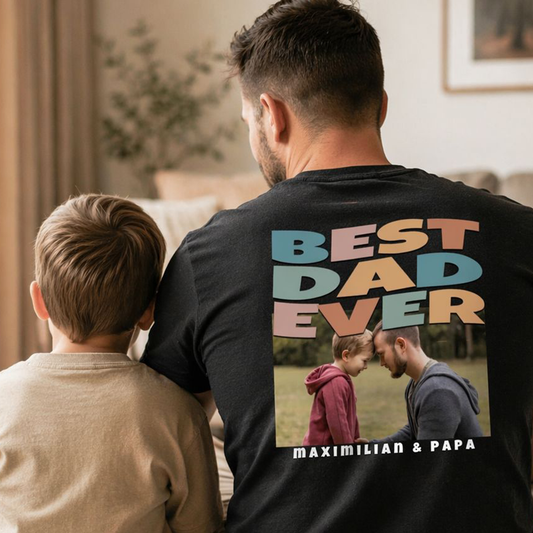Papa Shirt personalisiert - Best Dad Ever mit Foto Rückenprint