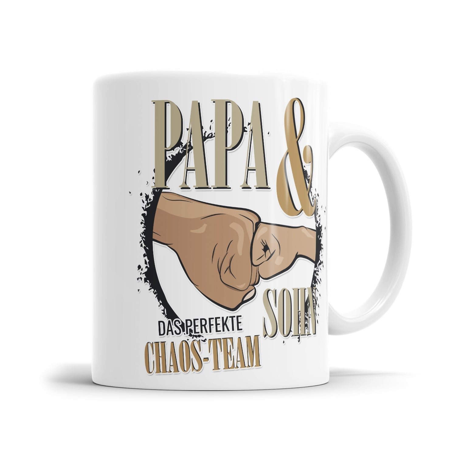 Papa und Sohn Tasse mit Faustmotiv