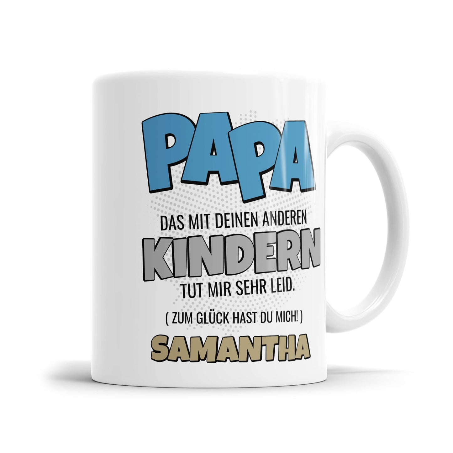 Lustige Papa Tasse mit personalisiertem Kindernamen