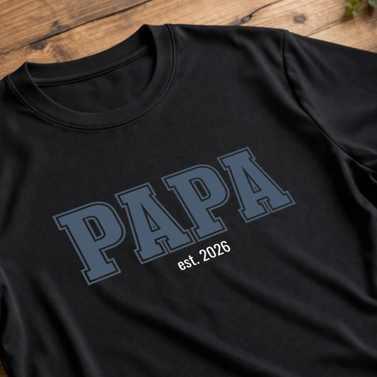 Papa Shirt personalisiert - Papa est. mit Wunschjahr bis zu 3 Kinder
